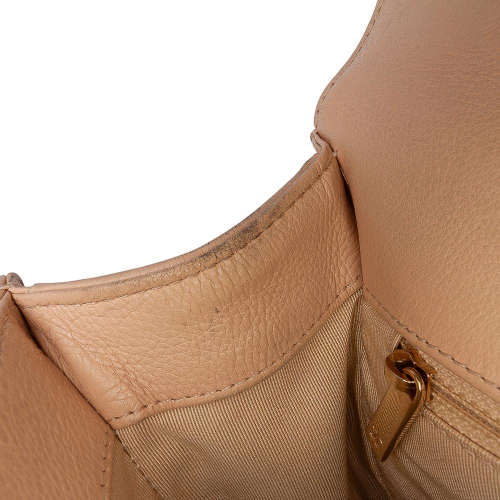 Chanel B Chanel Brown Beige Calf Leather Medium Quilted skin Label Click Flap Italy