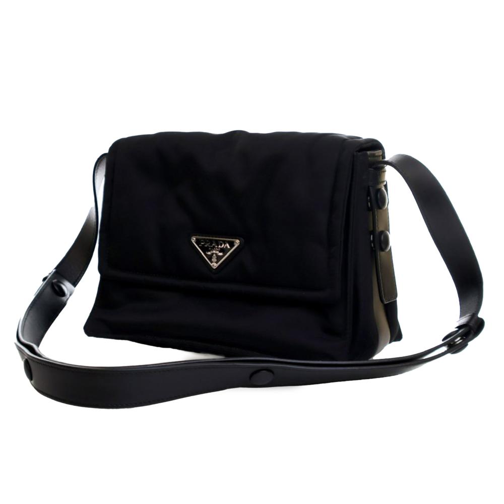 Prada B Prada Black Nylon Fabric Small Re Padded Traveller Shoulder Bag Italy