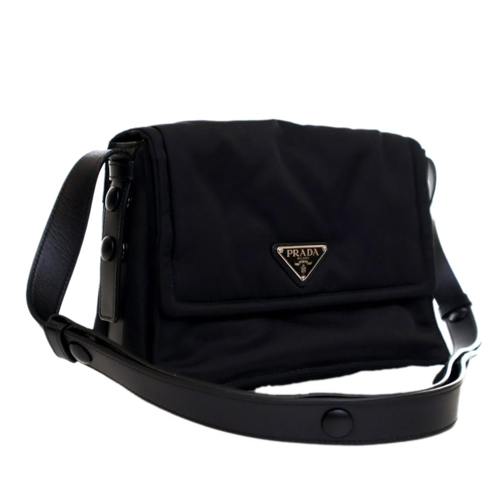 Prada B Prada Black Nylon Fabric Small Re Padded Traveller Shoulder Bag Italy