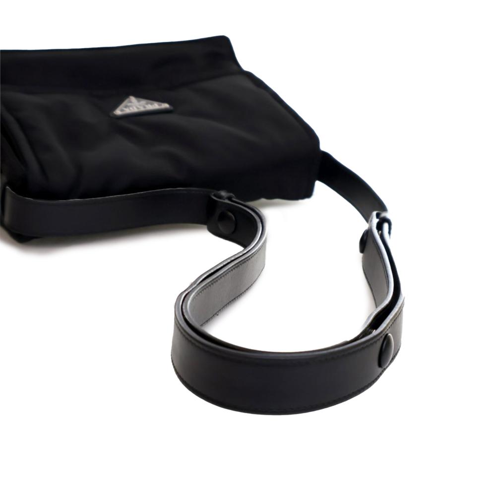 Prada B Prada Black Nylon Fabric Small Re Padded Traveller Shoulder Bag Italy