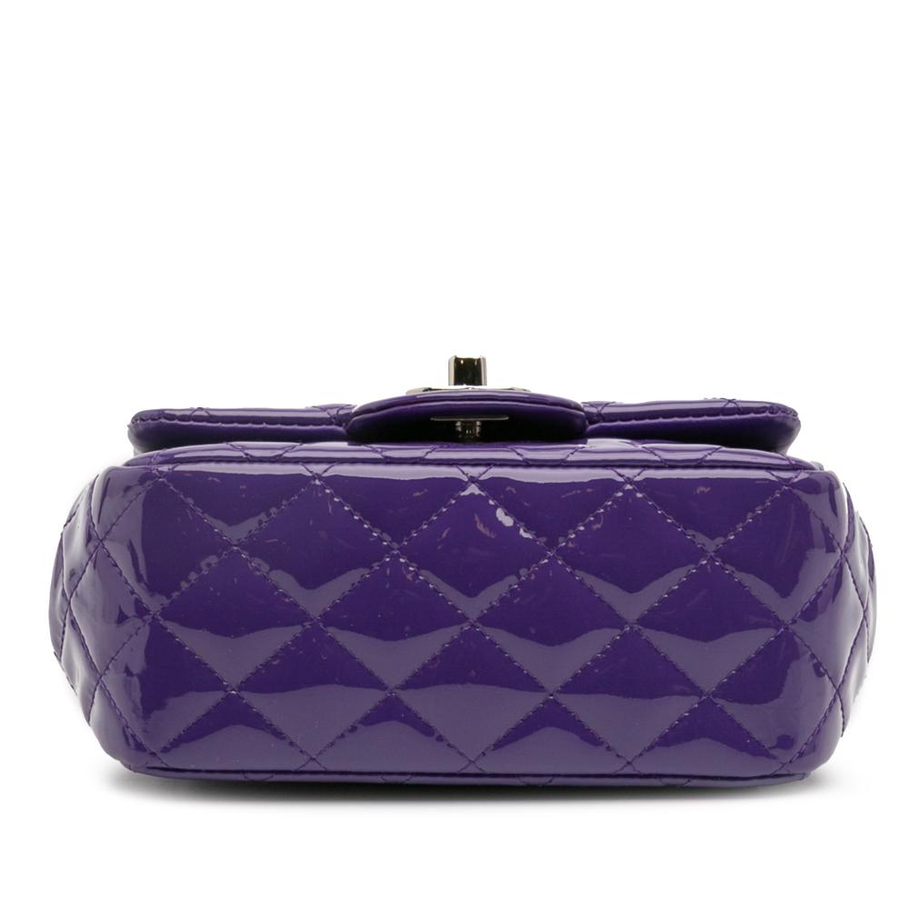 Chanel AB Chanel Purple Dark Purple Patent Leather Leather Mini Square Classic Patent Single Flap Italy