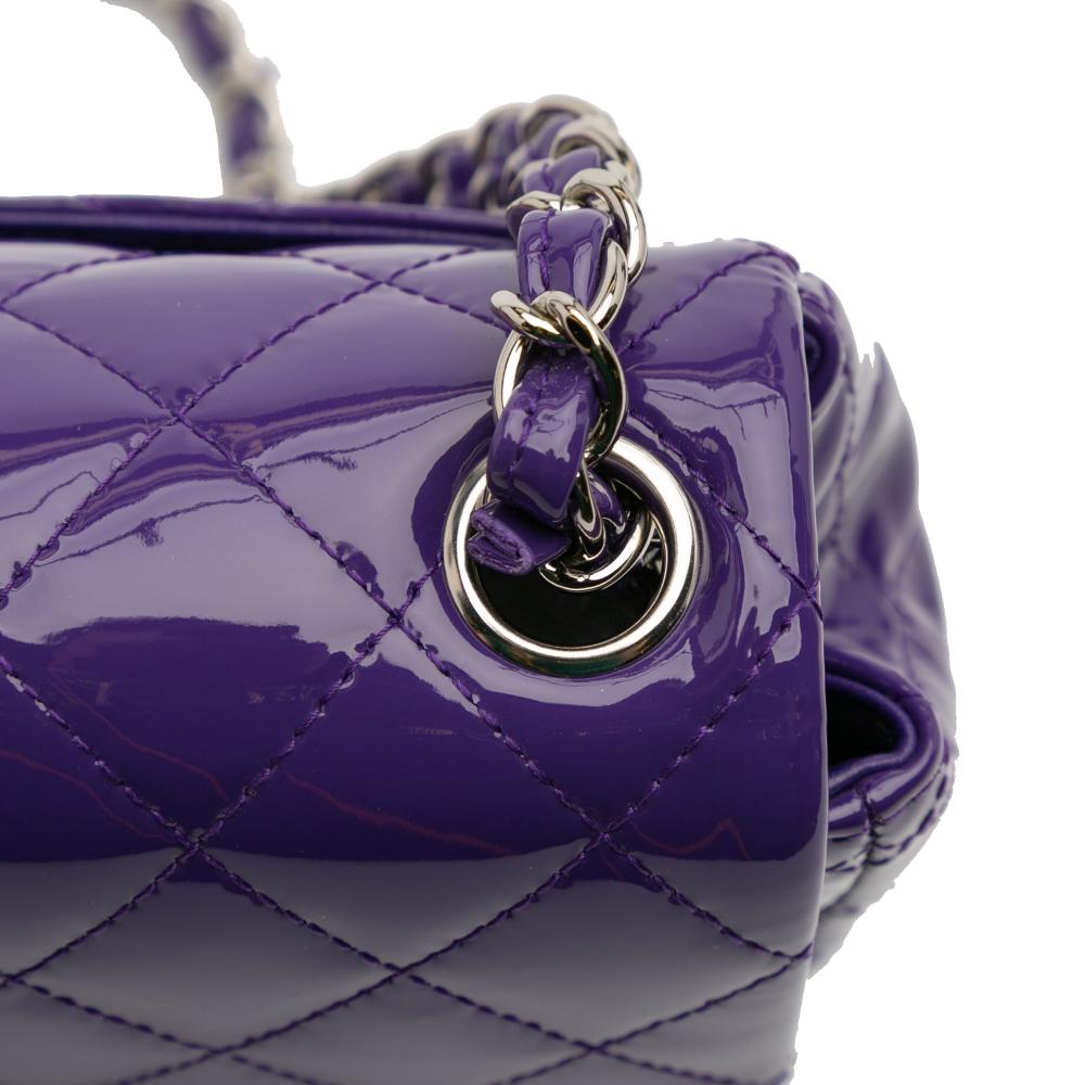 Chanel AB Chanel Purple Dark Purple Patent Leather Leather Mini Square Classic Patent Single Flap Italy