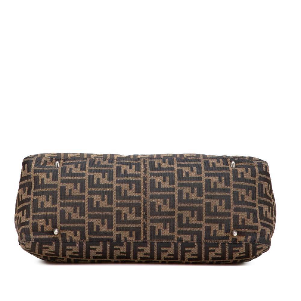 Fendi B Fendi Brown Canvas Fabric Large Zucca Twins Tote Italy