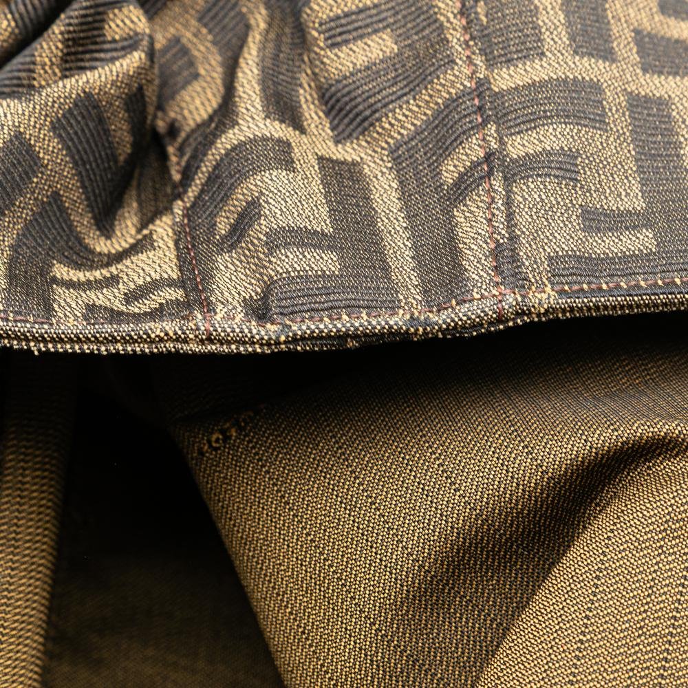 Fendi B Fendi Brown Canvas Fabric Large Zucca Twins Tote Italy