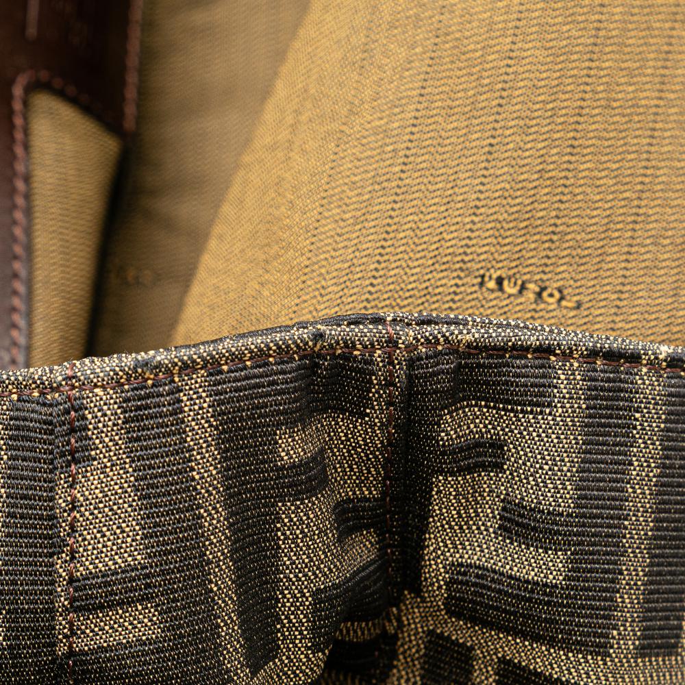 Fendi B Fendi Brown Canvas Fabric Large Zucca Twins Tote Italy