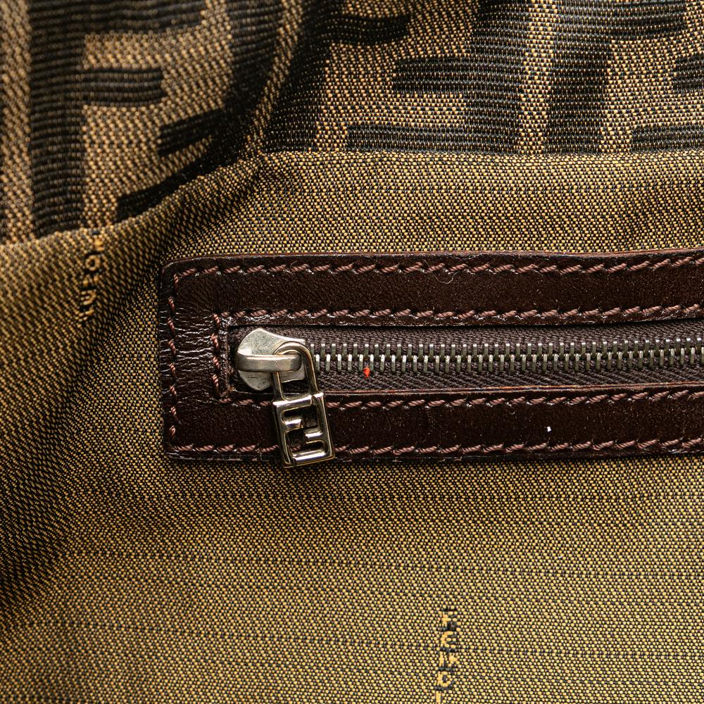 Fendi B Fendi Brown Canvas Fabric Large Zucca Twins Tote Italy
