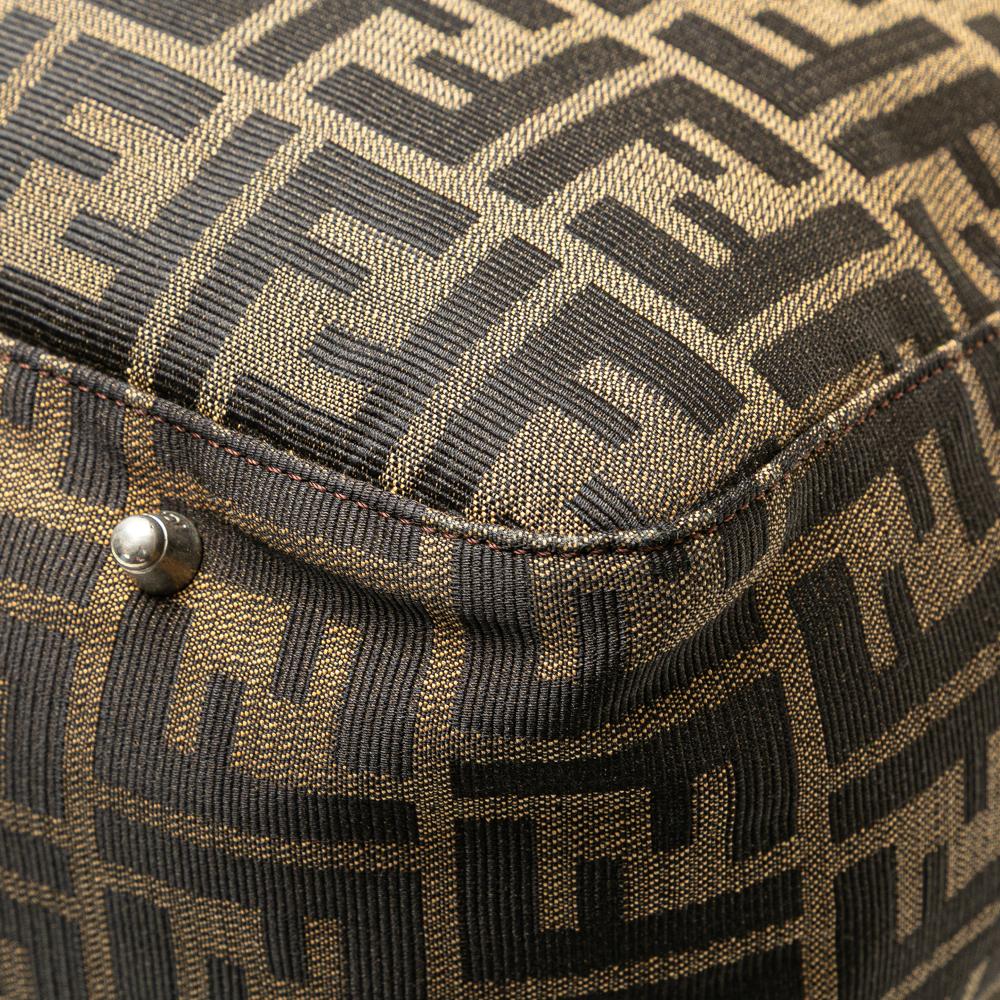 Fendi B Fendi Brown Canvas Fabric Large Zucca Twins Tote Italy