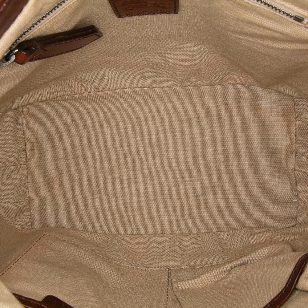 Burberry B Burberry Brown Beige Canvas Fabric Mega Check Lowry Satchel Italy