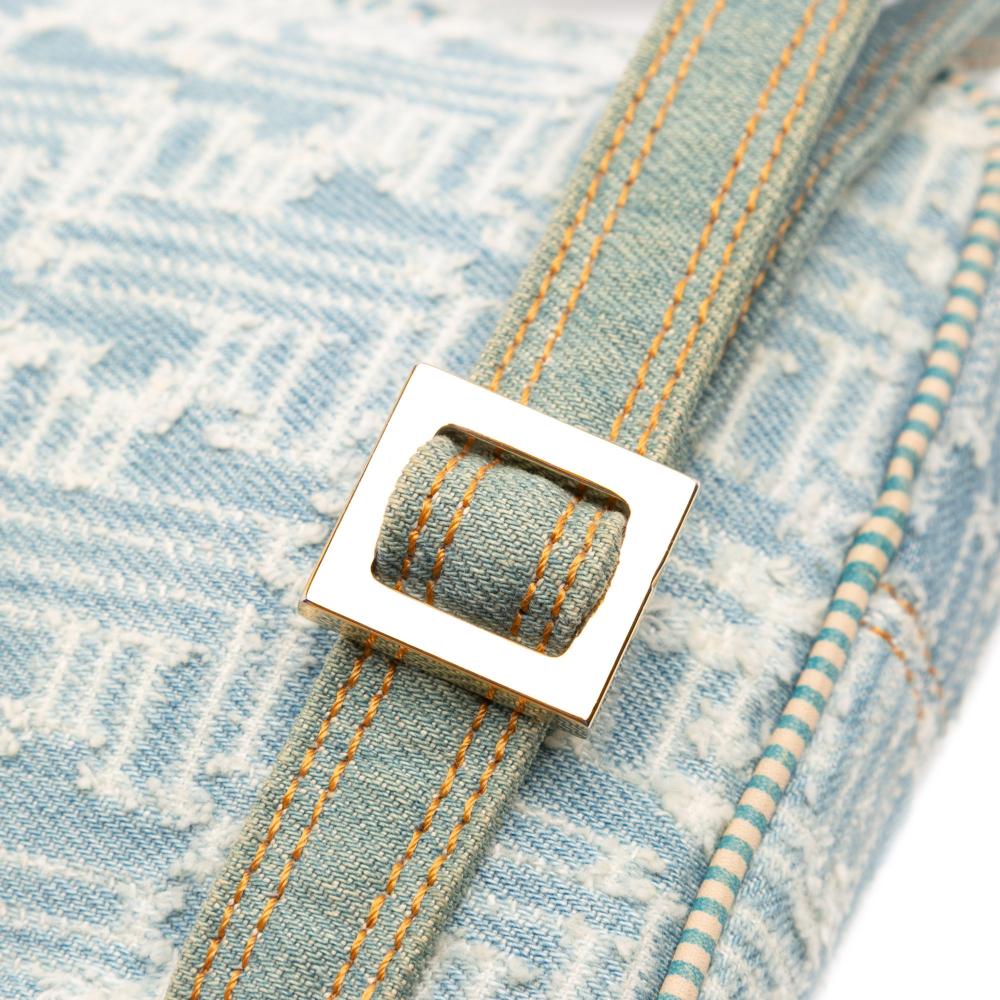 Fendi B Fendi Blue Denim Canvas Fabric Zucca Denim Crossbody Italy