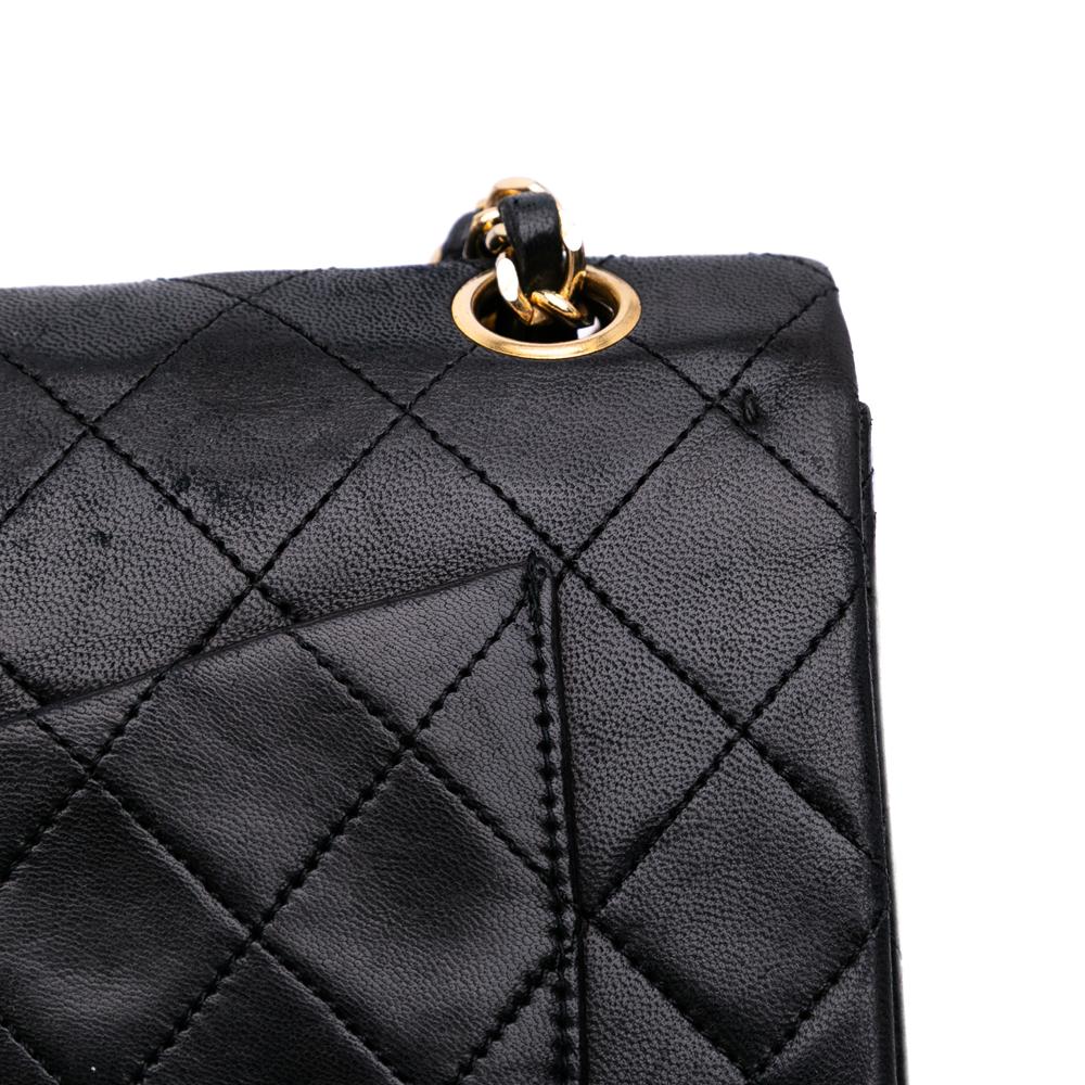 Chanel B Chanel Black Lambskin Leather Leather Small Classic Lambskin Double Flap France