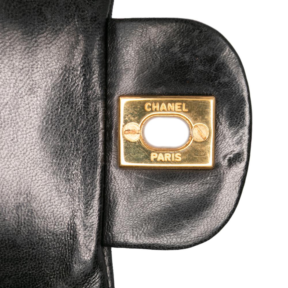 Chanel B Chanel Black Lambskin Leather Leather Small Classic Lambskin Double Flap France
