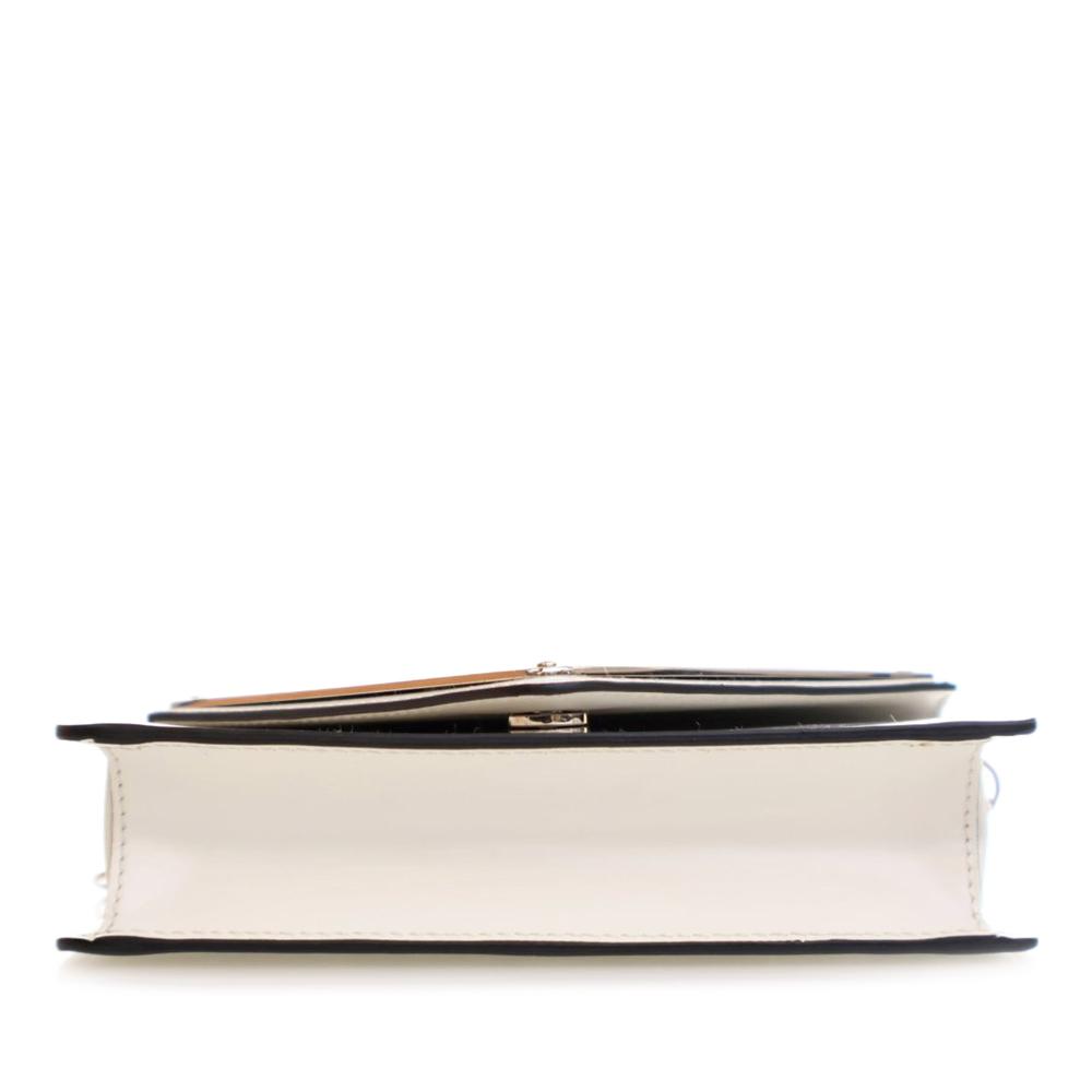 Prada B Prada White Calf Leather Spazzolato Triangle Logo Plate Flap Chain Crossbody Italy