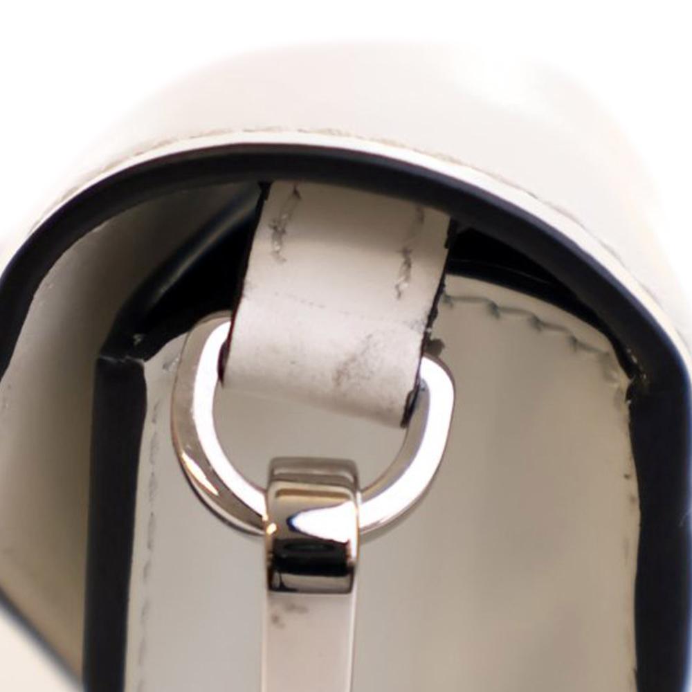 Prada B Prada White Calf Leather Spazzolato Triangle Logo Plate Flap Chain Crossbody Italy