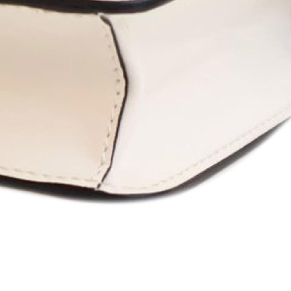 Prada B Prada White Calf Leather Spazzolato Triangle Logo Plate Flap Chain Crossbody Italy