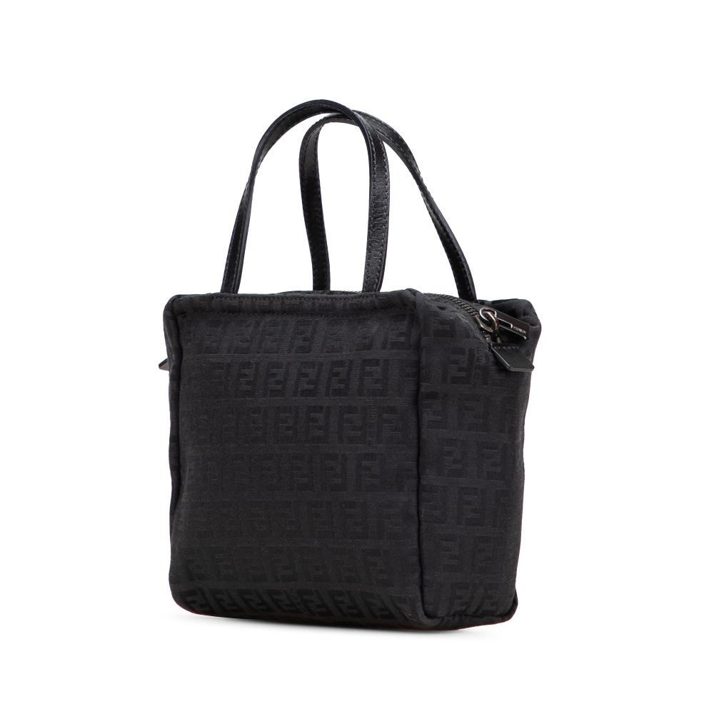 Fendi B Fendi Black Canvas Fabric Mini Zucchino Handbag Italy