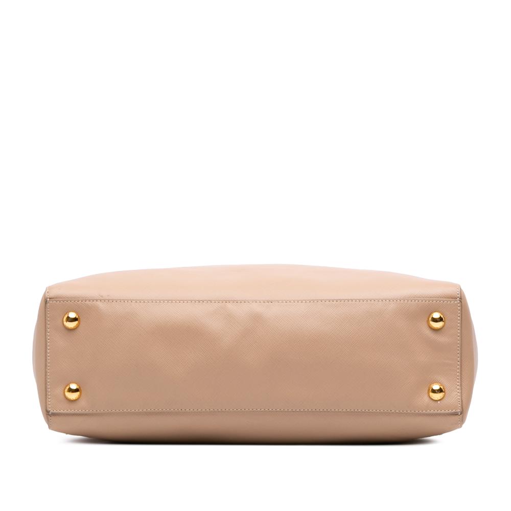 Prada B Prada Brown Beige Saffiano Leather Lux Satchel Italy