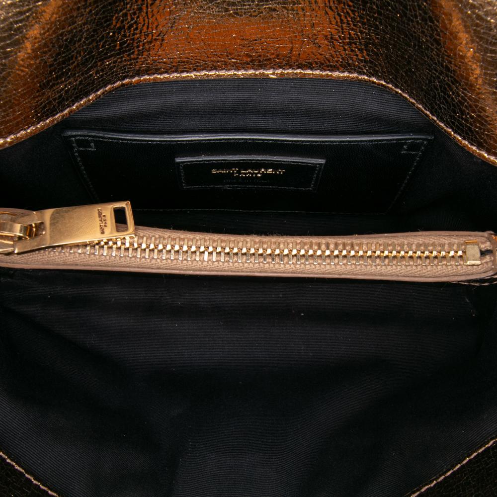 Saint Laurent B Saint Laurent Brown Bronze Calf Leather Medium Metallic skin Chevron Monogram College Bag Italy