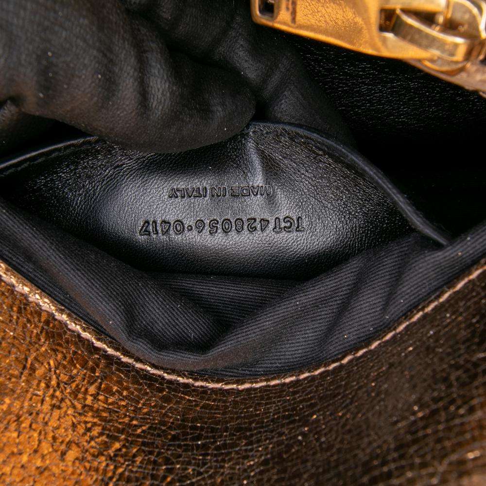 Saint Laurent B Saint Laurent Brown Bronze Calf Leather Medium Metallic skin Chevron Monogram College Bag Italy