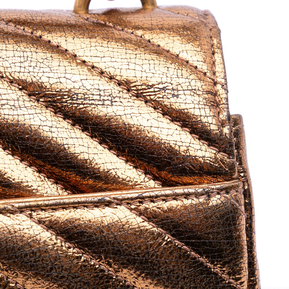 Saint Laurent B Saint Laurent Brown Bronze Calf Leather Medium Metallic skin Chevron Monogram College Bag Italy