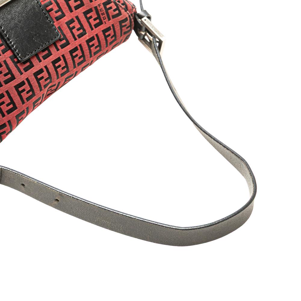 Fendi B Fendi Red Canvas Fabric Zucca Double Flap Mamma Italy