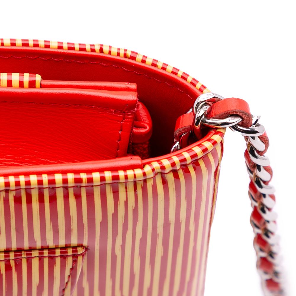 Chanel B Chanel Orange with Red Patent Leather Leather Patent Striped Wallet On Chain Spain