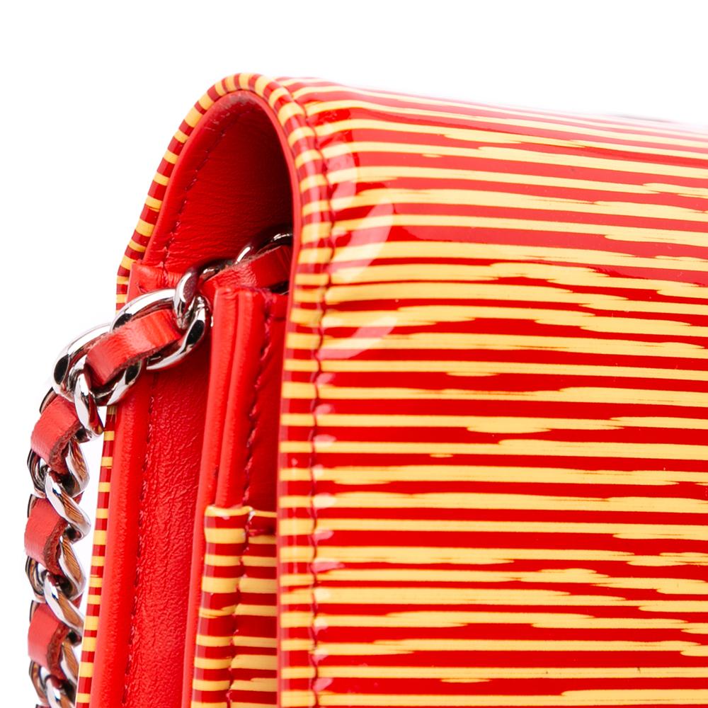 Chanel B Chanel Orange with Red Patent Leather Leather Patent Striped Wallet On Chain Spain