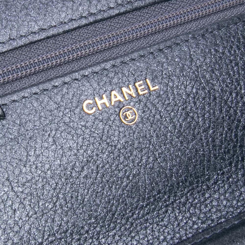 Chanel B Chanel Black Lambskin Leather Leather Quilted Lambskin Boy Wallet On Chain Italy