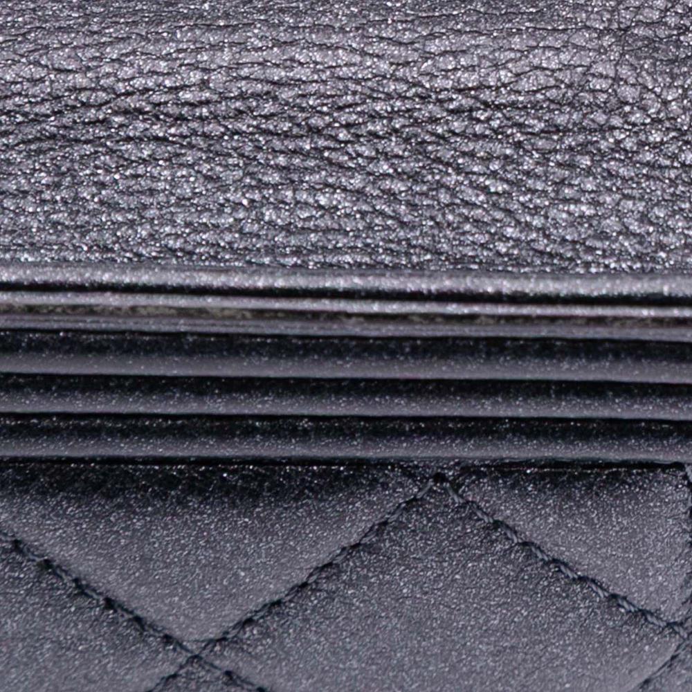 Chanel B Chanel Black Lambskin Leather Leather Quilted Lambskin Boy Wallet On Chain Italy