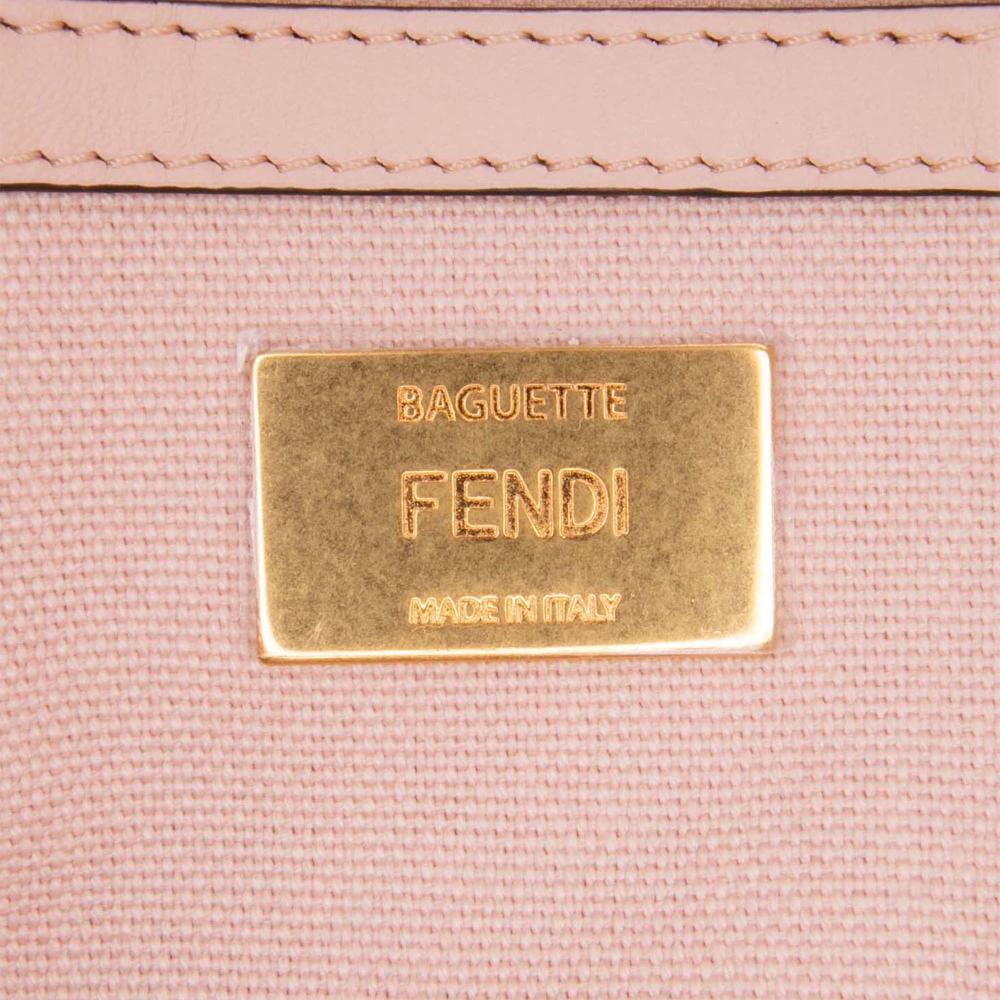 Fendi B Fendi Pink Canvas Fabric Zucca Embroidered Baguette Satchel Italy