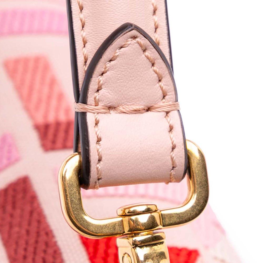 Fendi B Fendi Pink Canvas Fabric Zucca Embroidered Baguette Satchel Italy