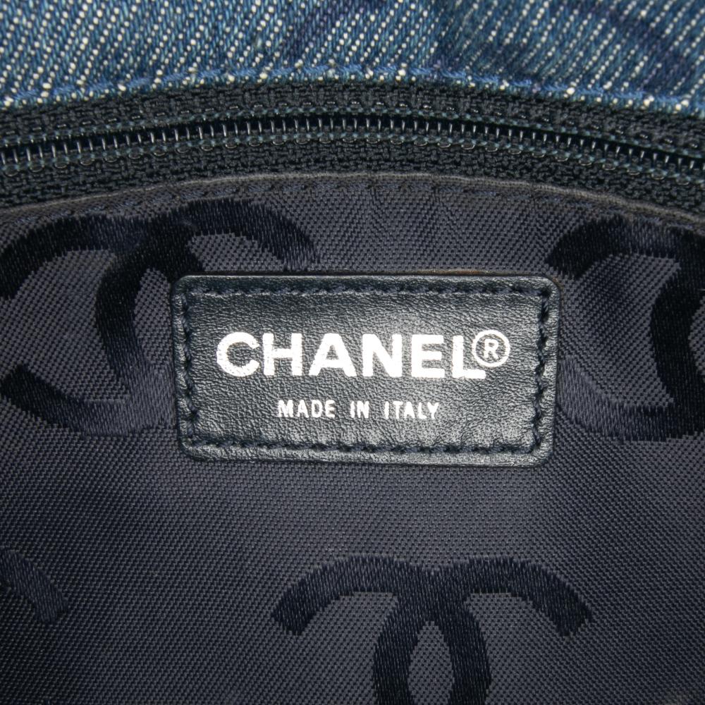 Chanel B Chanel Blue Denim Denim Fabric CC Printed Single Flap Italy