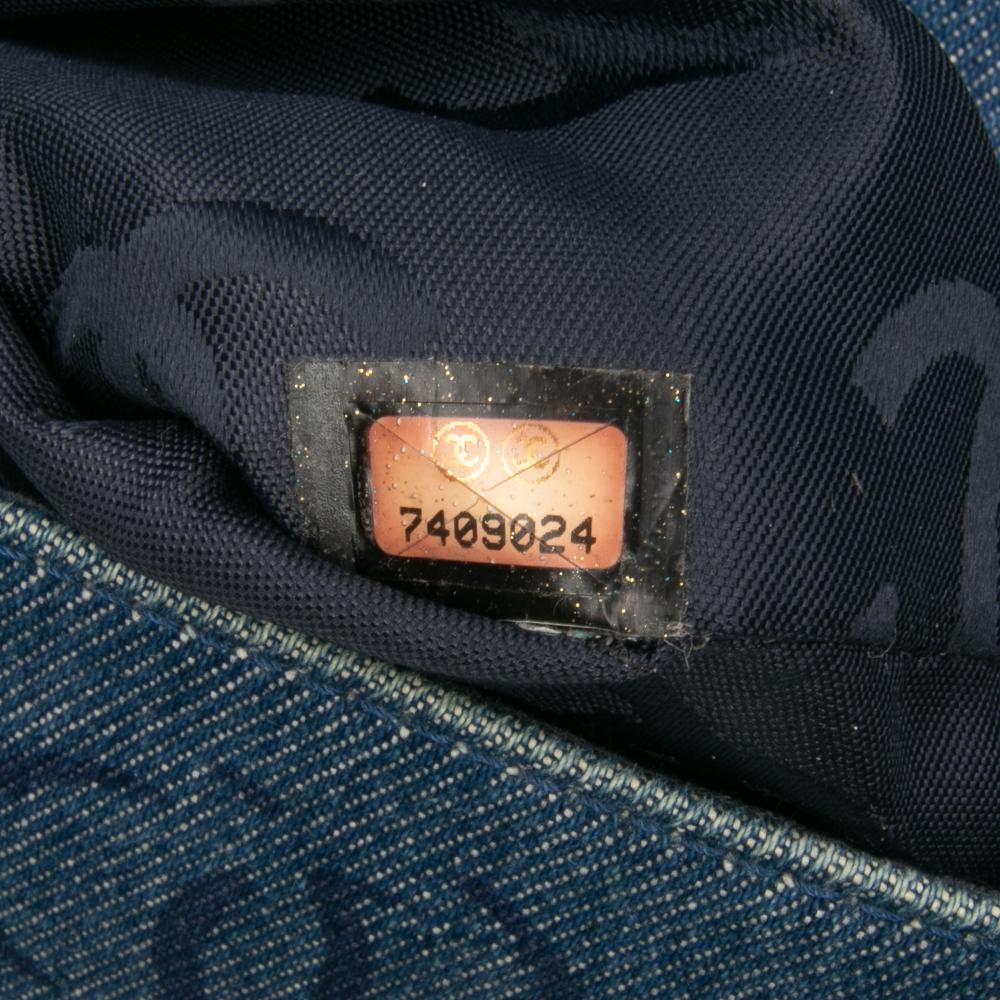 Chanel B Chanel Blue Denim Denim Fabric CC Printed Single Flap Italy