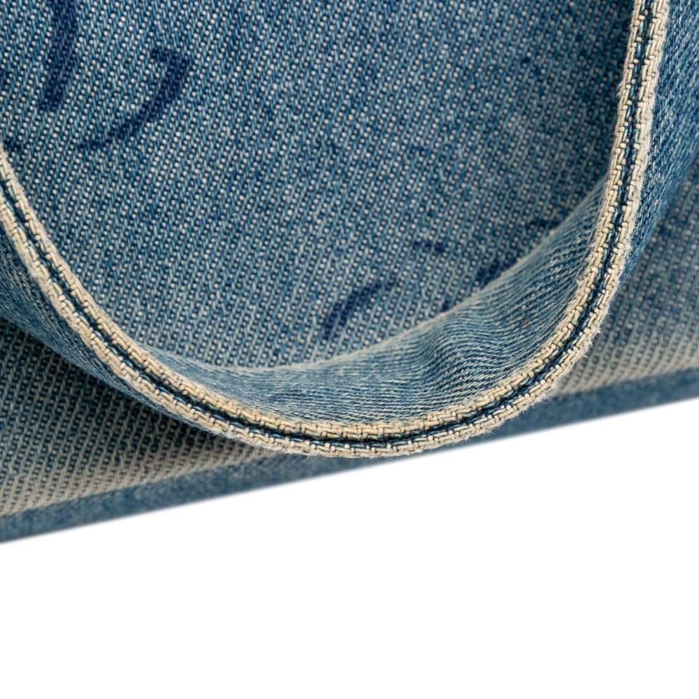 Chanel B Chanel Blue Denim Denim Fabric CC Printed Single Flap Italy