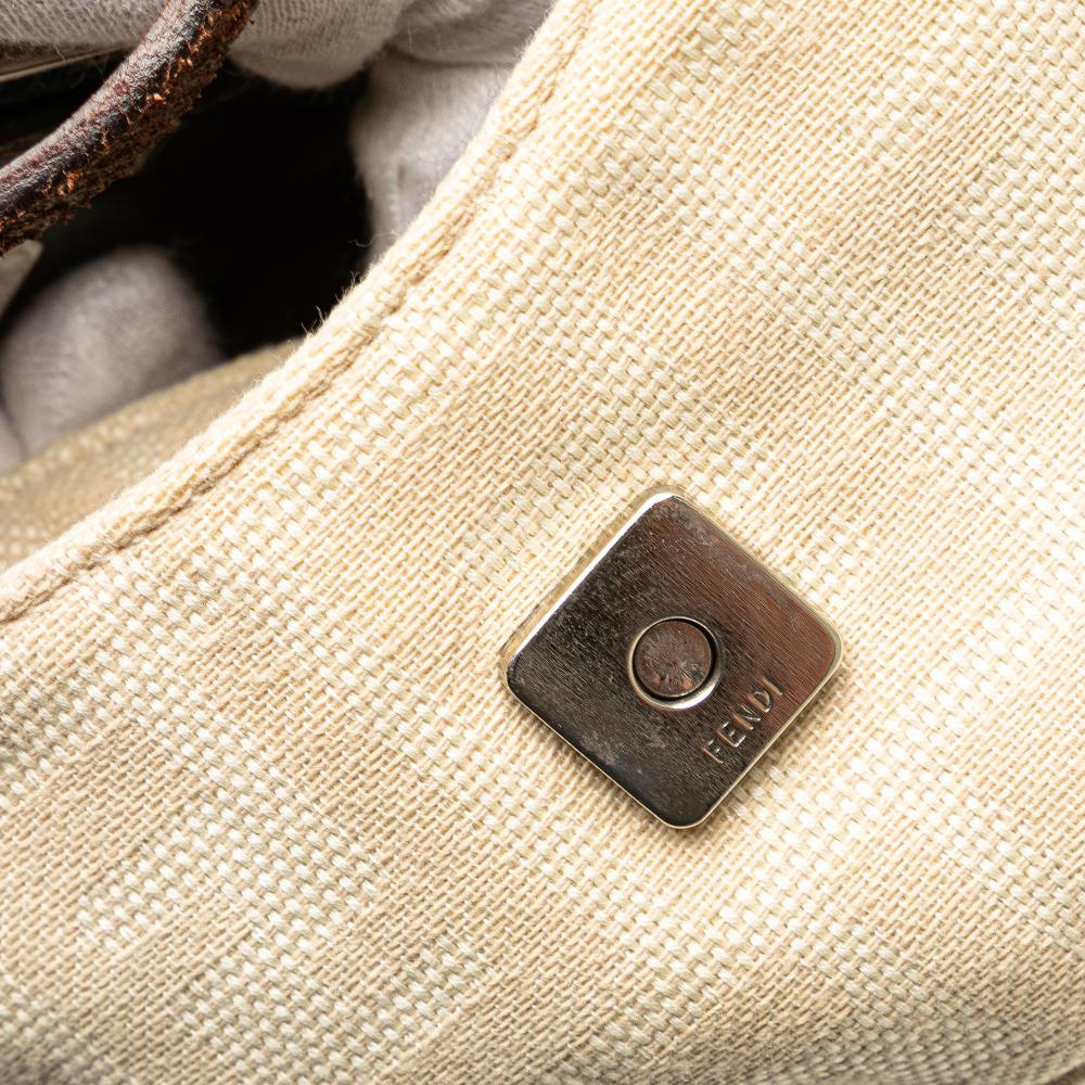 Fendi B Fendi Brown Canvas Fabric Mini Zucca Croissant Handbag Italy