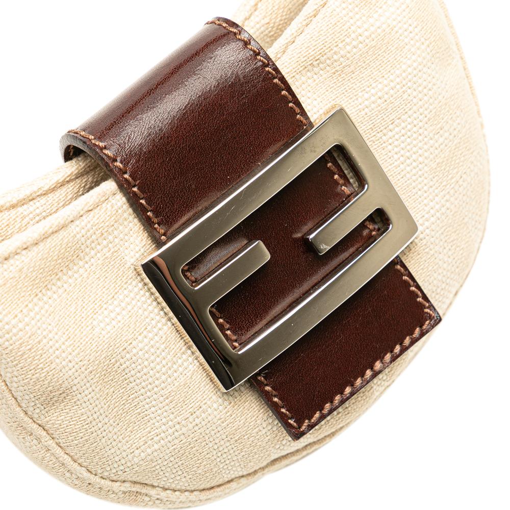 Fendi B Fendi Brown Canvas Fabric Mini Zucca Croissant Handbag Italy