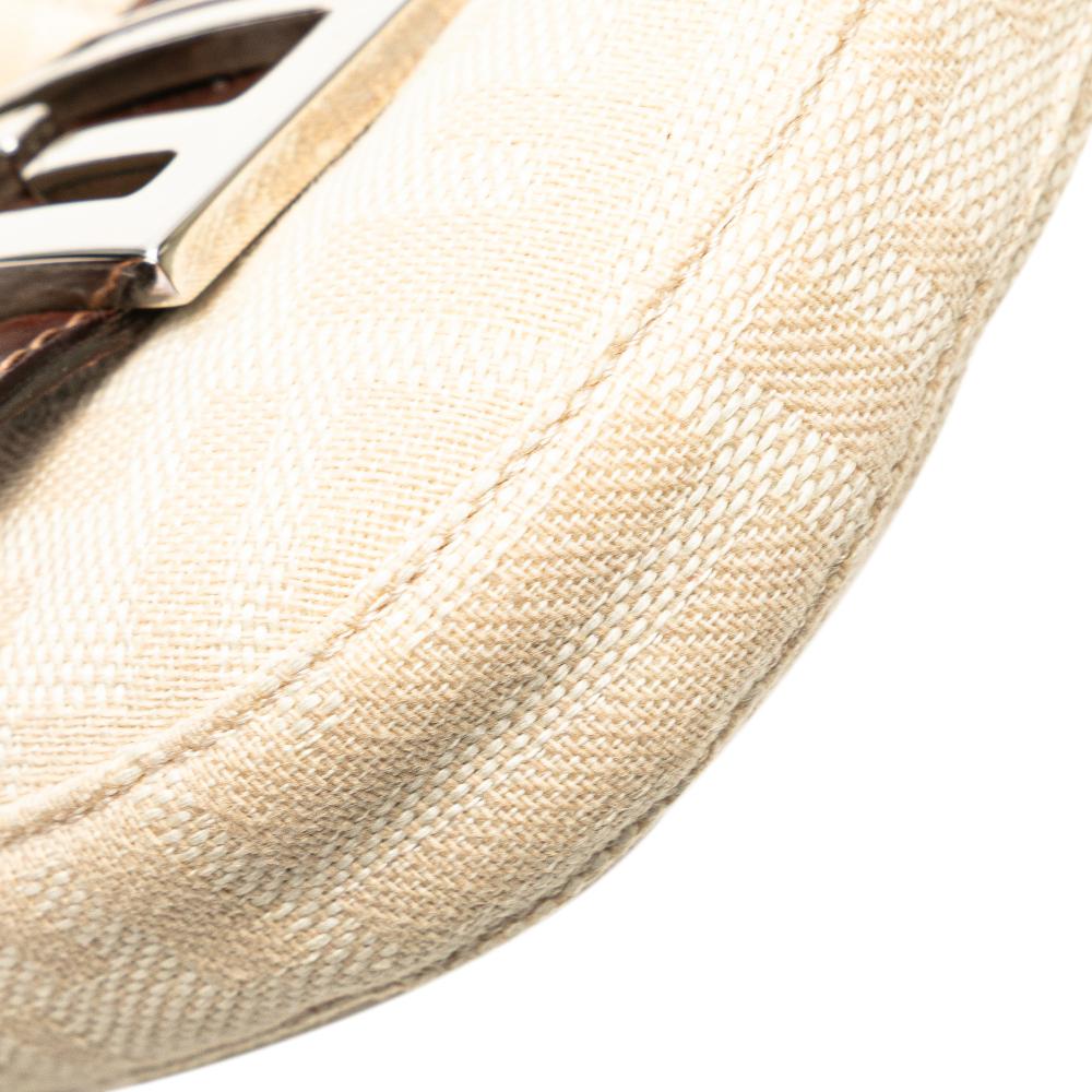 Fendi B Fendi Brown Canvas Fabric Mini Zucca Croissant Handbag Italy
