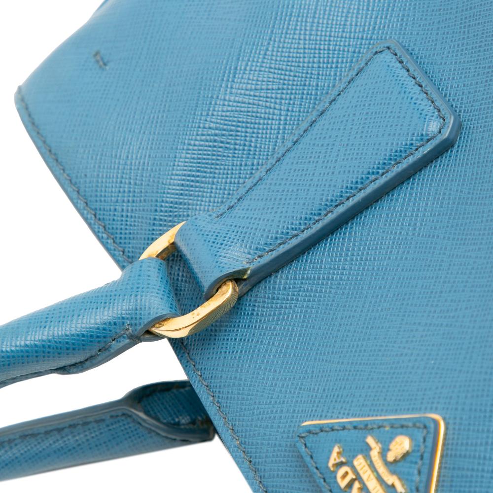 Prada B Prada Blue Saffiano Leather Medium Lux Galleria Satchel Italy