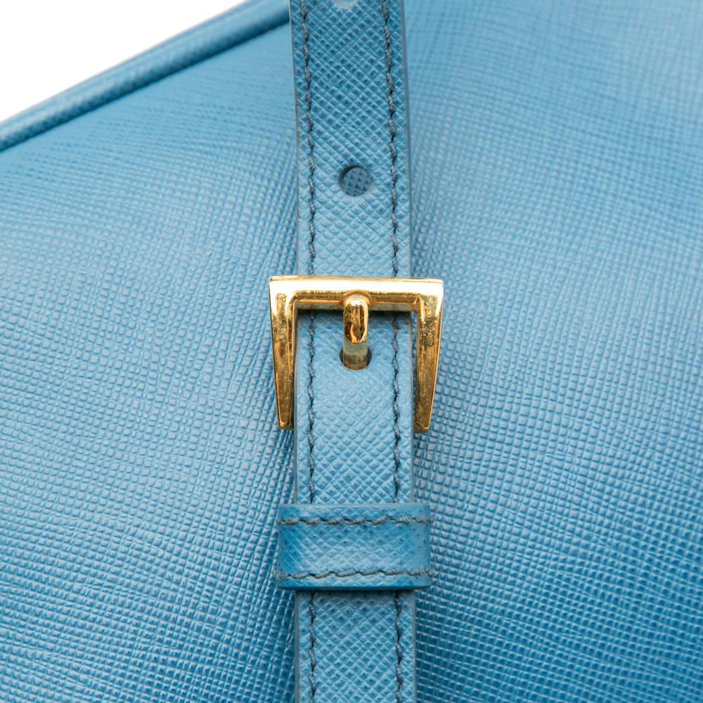 Prada B Prada Blue Saffiano Leather Medium Lux Galleria Satchel Italy