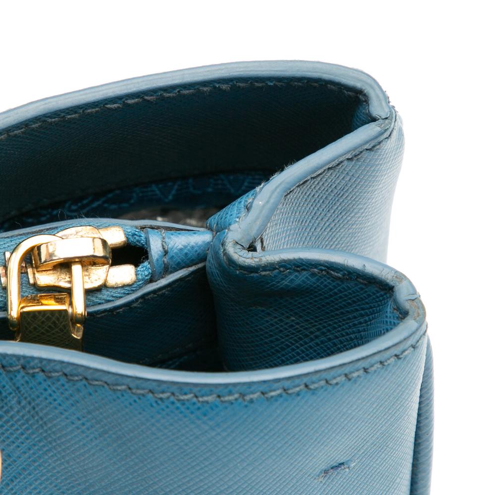 Prada B Prada Blue Saffiano Leather Medium Lux Galleria Satchel Italy