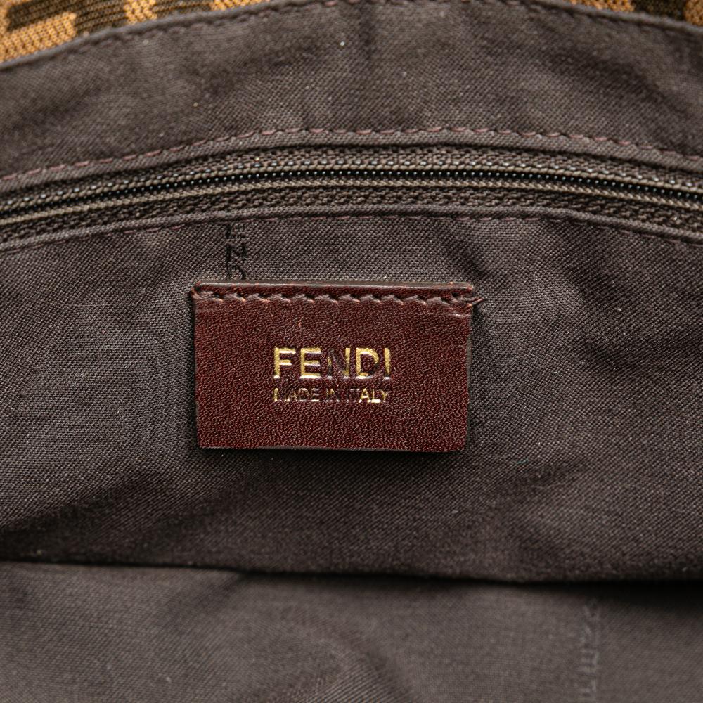 Fendi B Fendi Brown Canvas Fabric Zucca Mia Flap Crossbody Italy