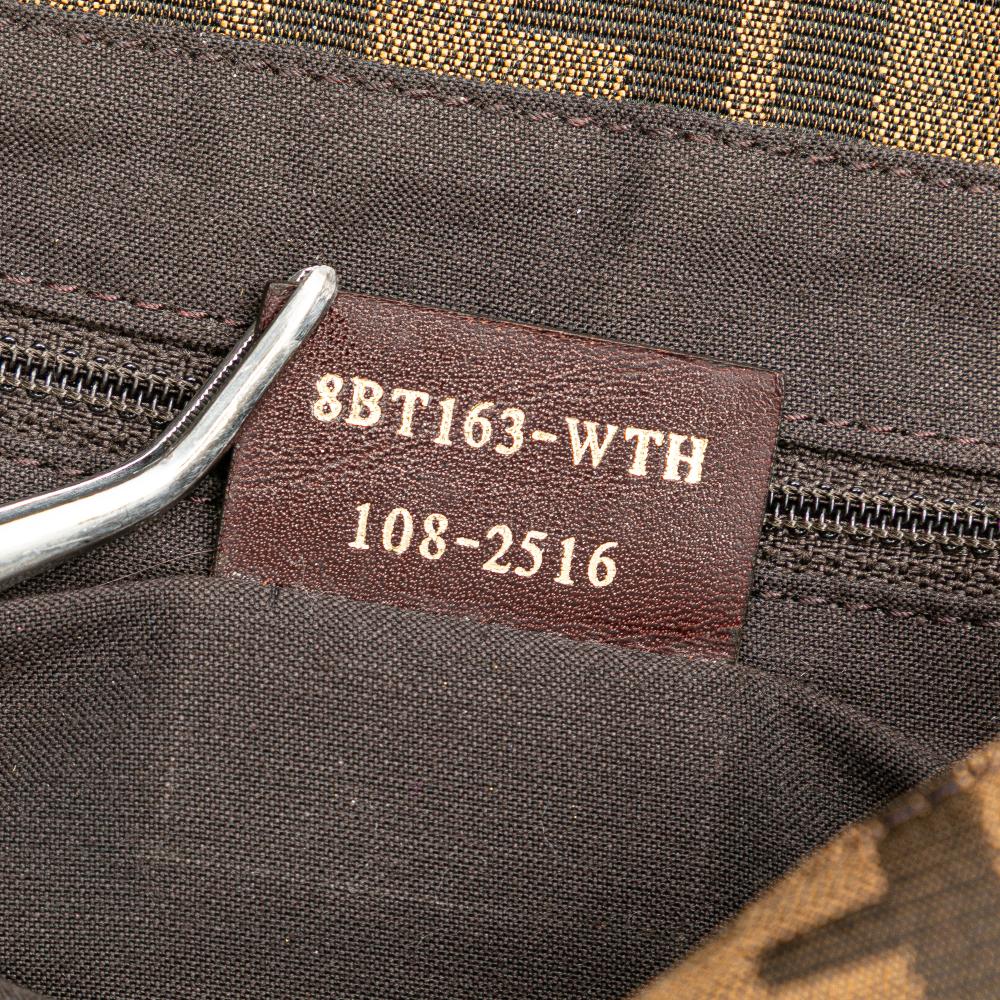 Fendi B Fendi Brown Canvas Fabric Zucca Mia Flap Crossbody Italy