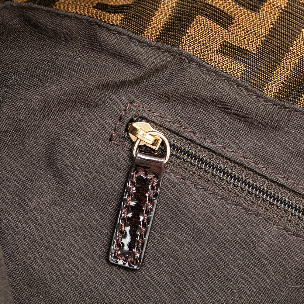 Fendi B Fendi Brown Canvas Fabric Zucca Mia Flap Crossbody Italy