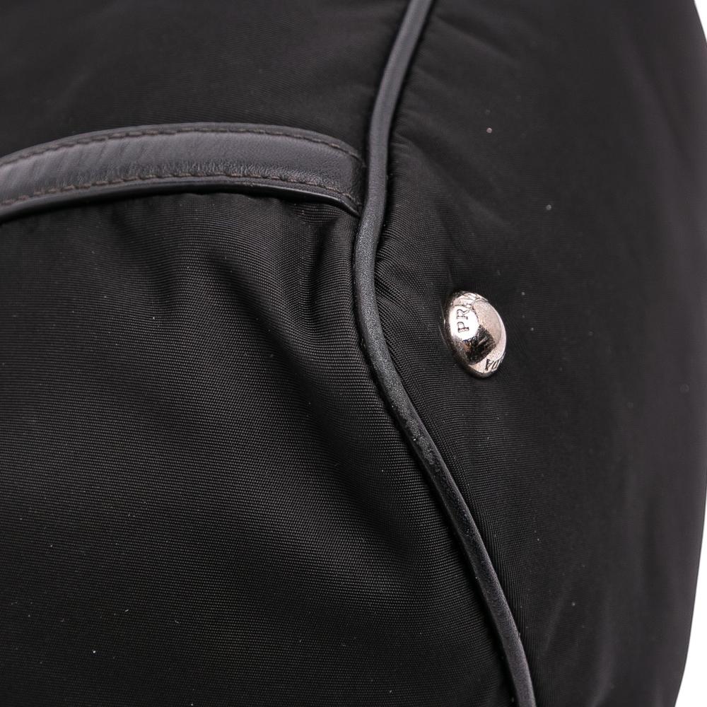 Prada B Prada Black Nylon Fabric Vitello Trimmed Tessuto Satchel Italy