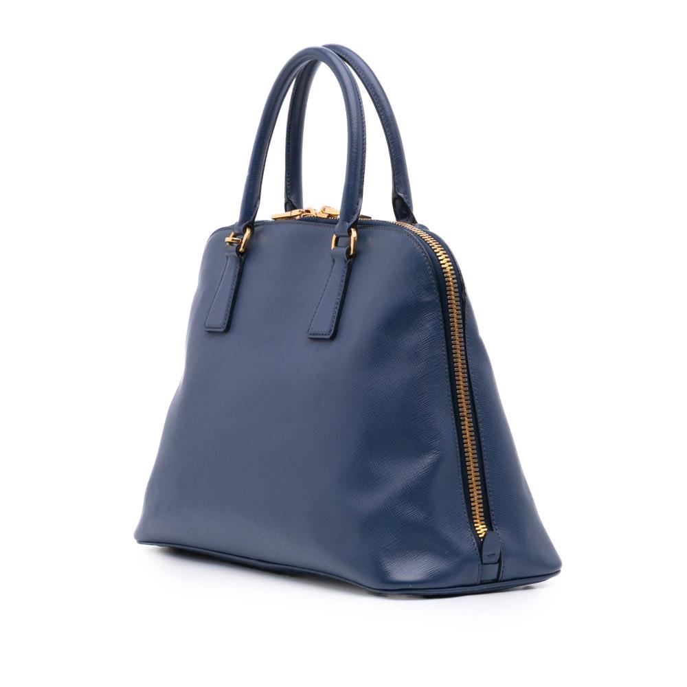 Prada B Prada Blue Saffiano Leather Medium Lux Promenade Satchel Italy