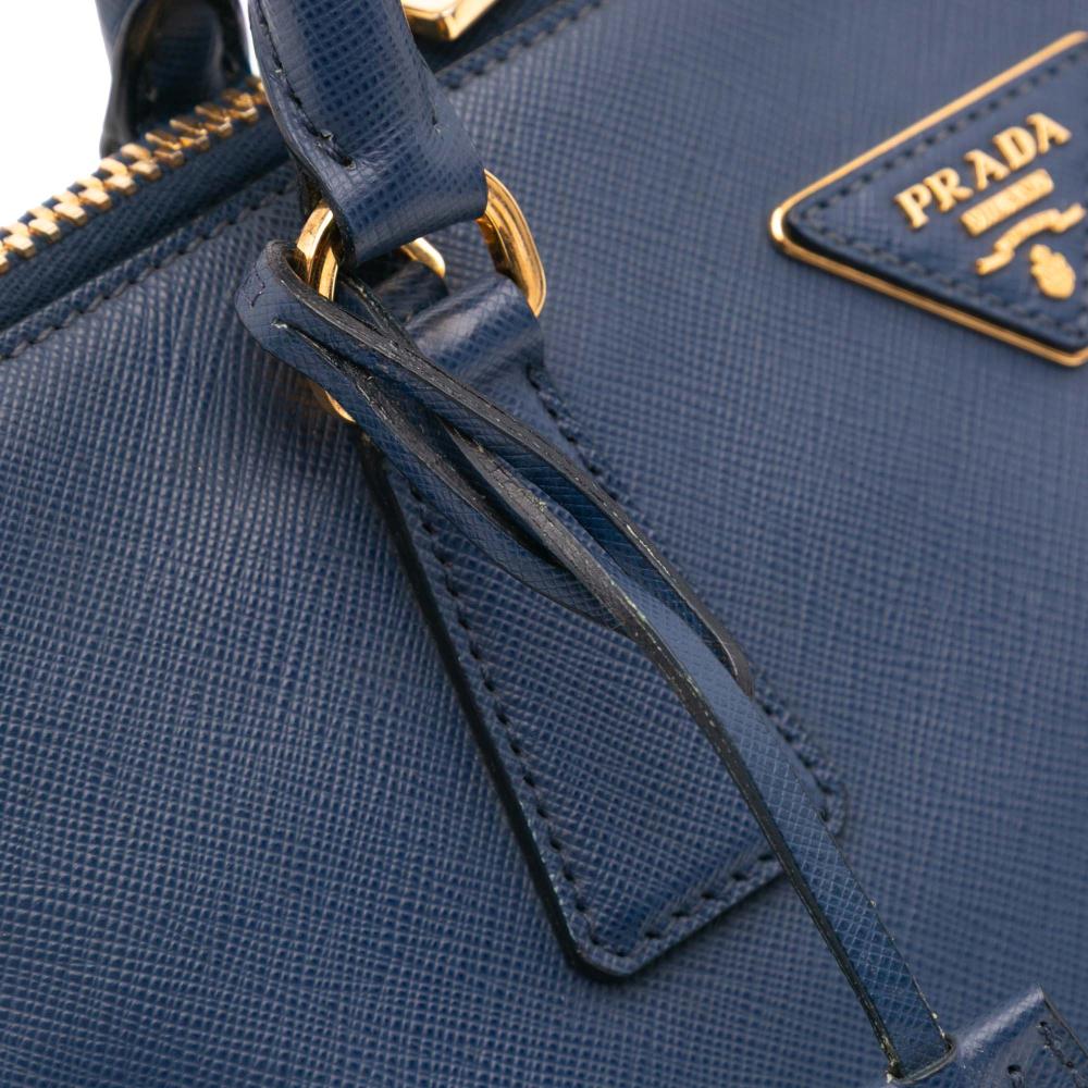 Prada B Prada Blue Saffiano Leather Medium Lux Promenade Satchel Italy