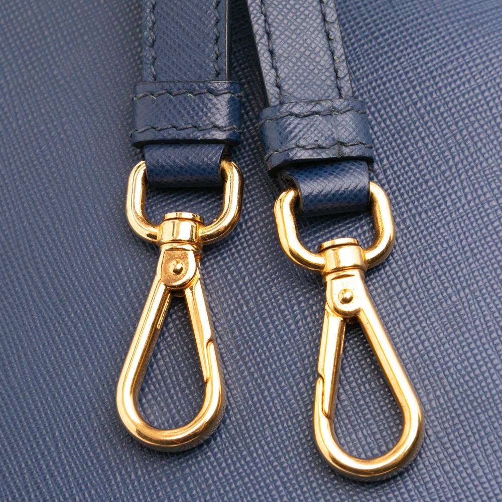 Prada B Prada Blue Saffiano Leather Medium Lux Promenade Satchel Italy