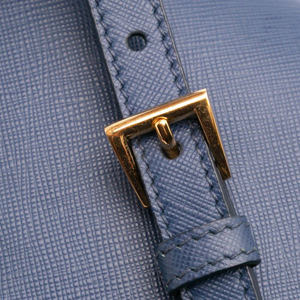 Prada B Prada Blue Saffiano Leather Medium Lux Promenade Satchel Italy