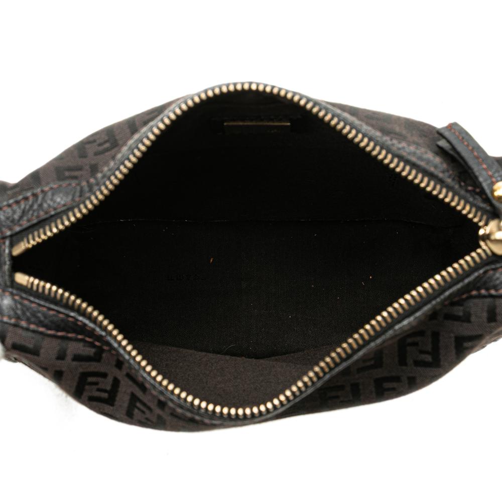 Fendi B Fendi Brown Dark Brown Canvas Fabric Small Zucchino F Charm Crossbody Italy