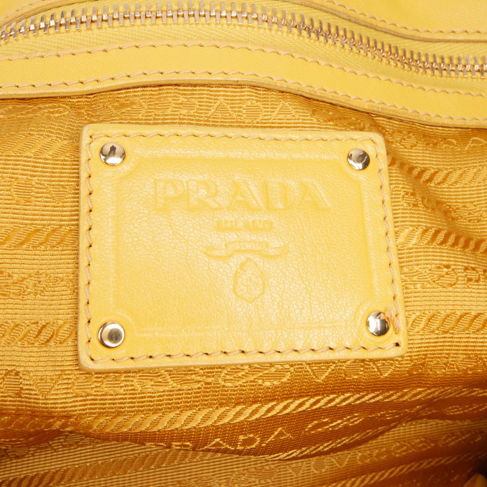 Prada B Prada Yellow Patent Leather Leather Vernice Gaufre Chain Tote Italy