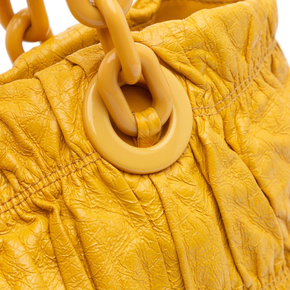 Prada B Prada Yellow Patent Leather Leather Vernice Gaufre Chain Tote Italy
